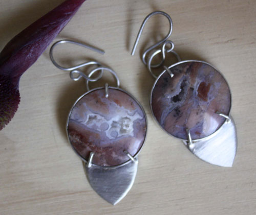 Perseverance, youngite sterling silver earrings