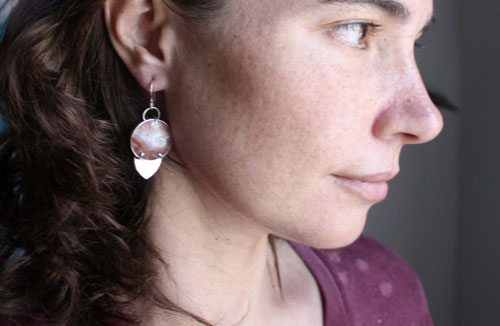 Perseverance, youngite sterling silver earrings