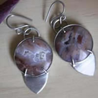 Perseverance, youngite sterling silver earrings