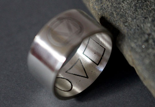 Prism, square triangle circle ring in sterling silver