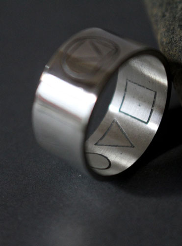 Prism, square triangle circle ring in sterling silver