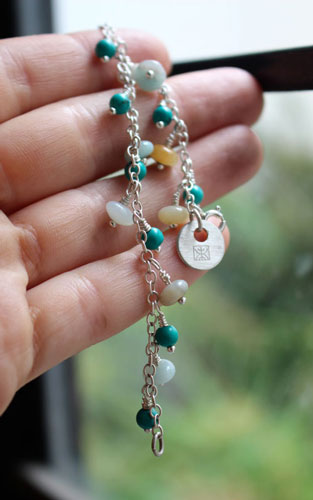 Root, amazonite and turquoise sterling silver bracelet