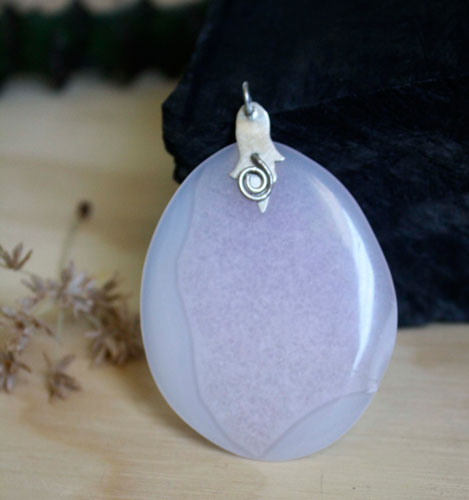 Rose thé, sterling silver pink quartz pendant