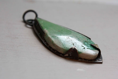 Sea pine, coastal ambience pendant in sterling silver and variscite