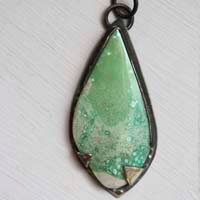 Sea pine, coastal ambience pendant in sterling silver and variscite