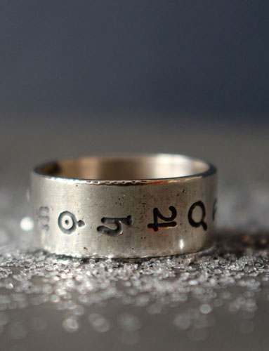 Solar system, planets symbols ring in sterling silver
