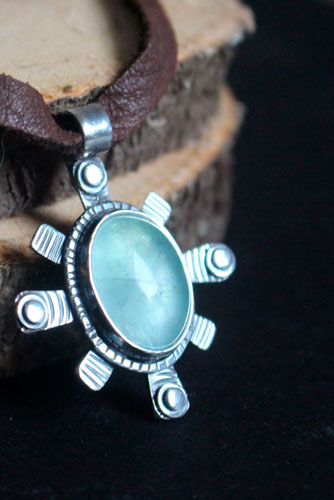 Star, celestial necklace in sterling silver and fluorite