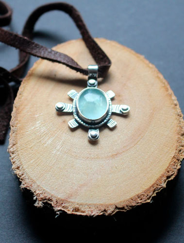Star, celestial necklace in sterling silver and fluorite