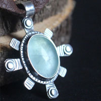 Star, celestial necklace in sterling silver and fluorite