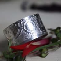 Steampunk, Neo-Victorian etched gears ring in sterling silver