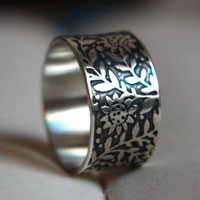 Sunflower, flower ring in sterling silver