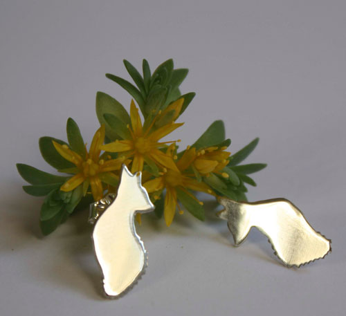 The little prince’s fox, Saint-Exupéry stud earrings in sterling silver