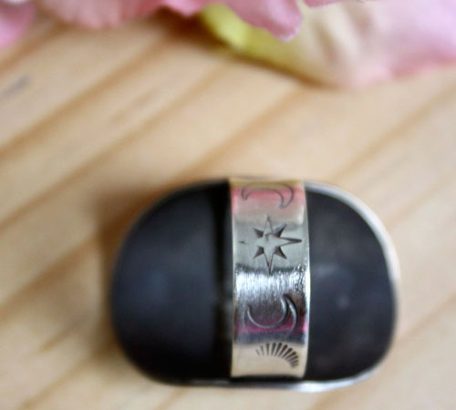 The little prince’s planet, Saint-Exupéry ring in etched sterling silver