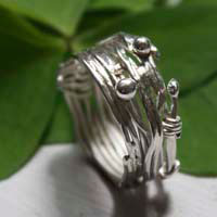 The roots of hazard, weaving wire of life ring in sterling silver