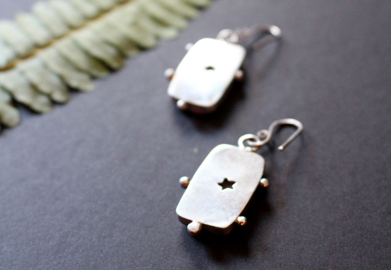 The song of the stars, starry sky earrings in sterling silver and ocean jasper 