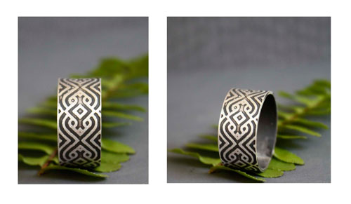 The Sultan seal, geometric vector pattern ring in sterling silver