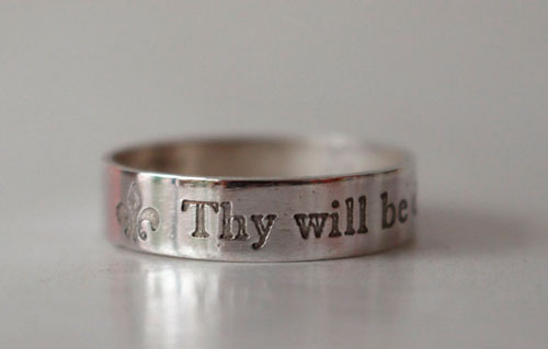 Thy will be done, encouragement and spirituality ring in sterling silver
