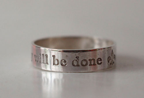 Thy will be done, encouragement and spirituality ring in sterling silver