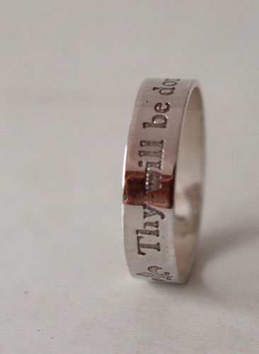 Thy will be done, encouragement and spirituality ring in sterling silver