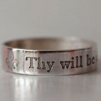 Thy will be done, encouragement and spirituality ring in sterling silver