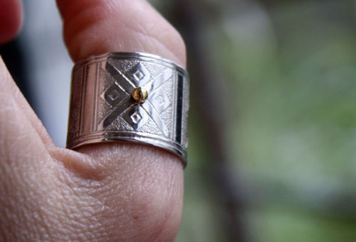 Tuareg, African ethnic tribal ring in sterling silver