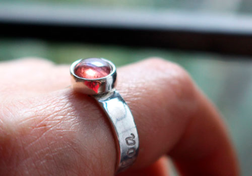 Valentina, birthstone ring in sterling silver and pink tourmaline