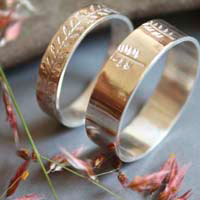 Vegetal harmony, personalized wedding rings in sterling silver