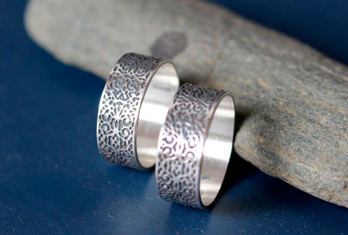 Victorian wedding rings, custom order for engraved arabesque rings in sterling silver