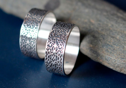 Victorian wedding rings, arabesque ring in sterling silver