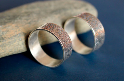 Victorian wedding rings, custom order for engraved arabesque rings in sterling silver