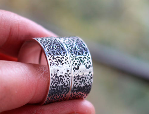 Victorian wedding rings, arabesque ring in sterling silver