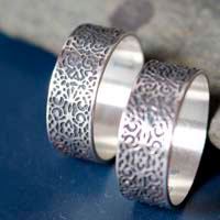 Victorian wedding rings, custom order for engraved arabesque rings in sterling silver