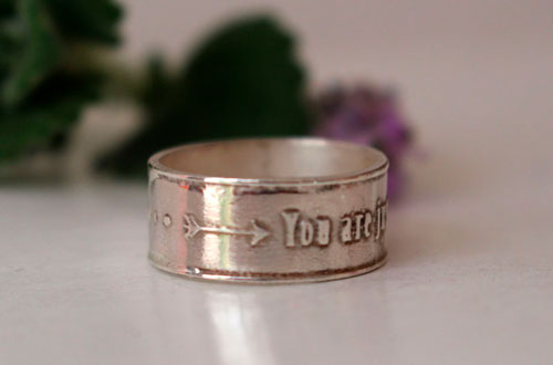 You are just one step away, encouragement and spirituality ring in sterling silver