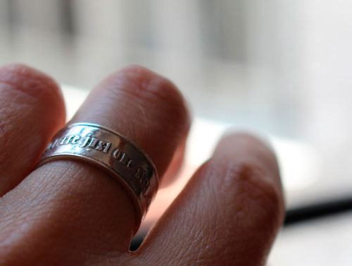 You are just one step away, encouragement and spirituality ring in sterling silver