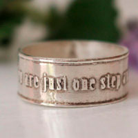 You are just one step away, encouragement and spirituality ring in sterling silver