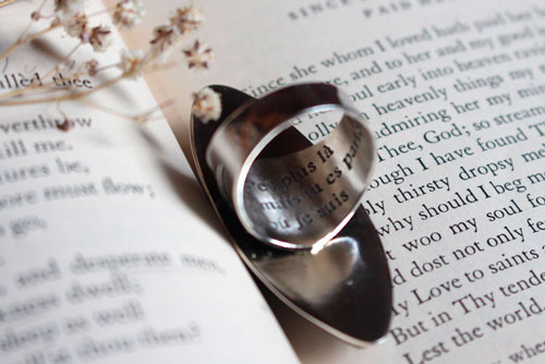 You are not no longer where you were, commemorative ring in sterling silver and blue goldstone