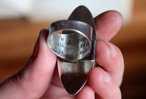 You are not no longer where you were, commemorative ring in sterling silver and blue goldstone