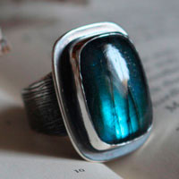 Your heart is engraved in my bark, fidelity ring in sterling silver and labradorite