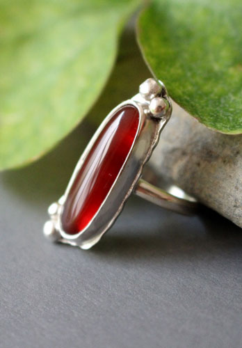 Zephyrine, red agate sterling silver ring 