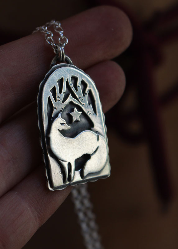A star watches over you, fox and star necklace in silver