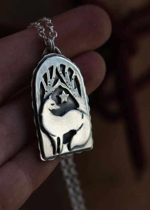 A star watches over you, fox and star necklace in silver