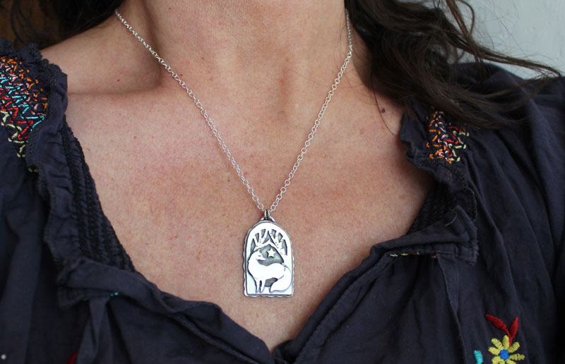 A star watches over you, fox and star necklace in silver