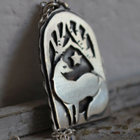 A star watches over you, fox and star necklace in silver
