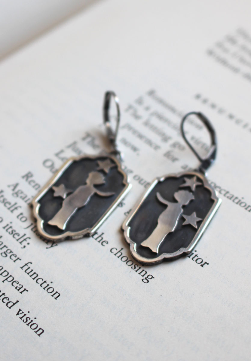 A thousand miles, Little Prince silhouette earrings in silver
