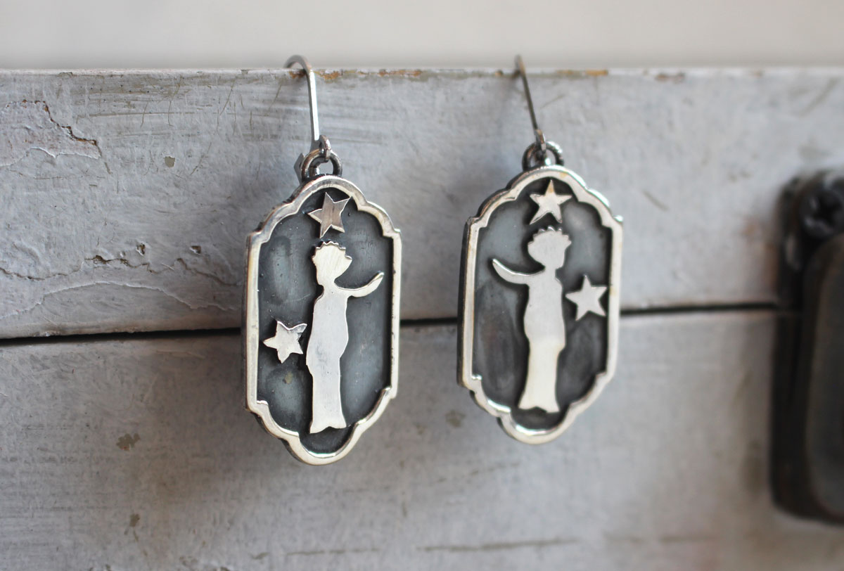 A thousand miles, Little Prince silhouette earrings in silver