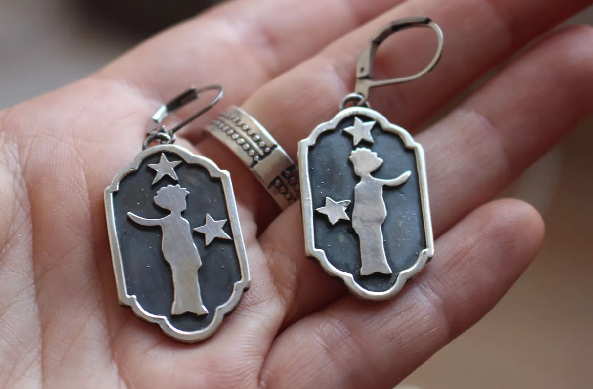 A thousand miles, Little Prince silhouette earrings in silver