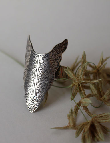 Abundance, bison totem ring in sterling silver