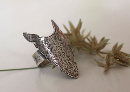 Abundance, bison totem ring in sterling silver