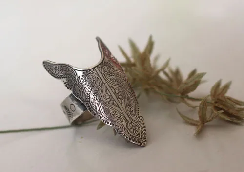 Abundance, bison totem ring in sterling silver