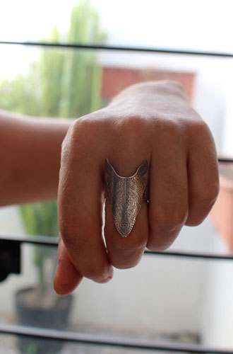 Abundance, bison totem ring in sterling silver